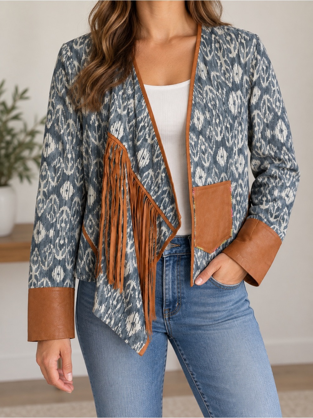Designer Laura Siegel Ikat-Style Wrap Jacket — Size S/M